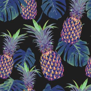 Papier Peint Ananas Aux Feuilles De Monstera – Image 1