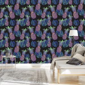 Papier Peint Ananas Aux Feuilles De Monstera – Image 3