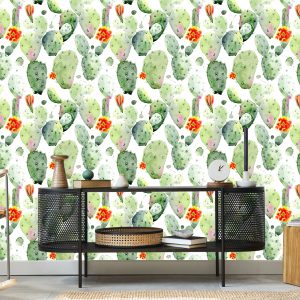 Papier Peint Cactus Avec Des Taches Et Des Fleurs – Image 5