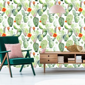 Papier Peint Cactus Avec Des Taches Et Des Fleurs – Image 6
