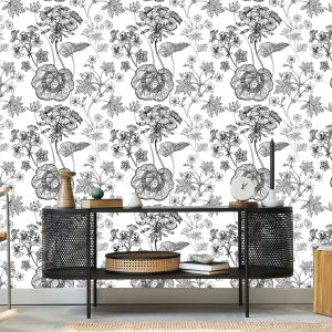 Papier Peint Géraniums Noirs Et Blancs – Image 5