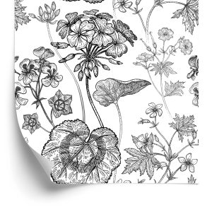 Papier Peint Géraniums Noirs Et Blancs – Image 2