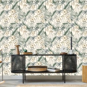 Papier Peint Flamants Roses Avec Des Feuilles De Palmier – Image 5