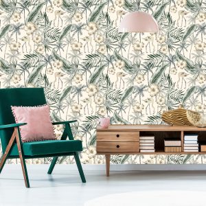 Papier Peint Flamants Roses Avec Des Feuilles De Palmier – Image 6
