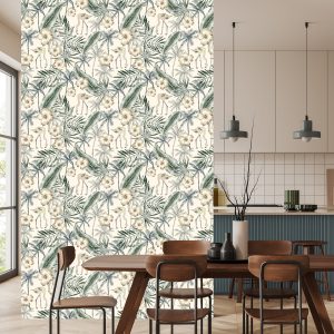 Papier Peint Flamants Roses Avec Des Feuilles De Palmier – Image 4