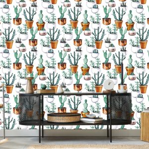 Papier Peint Cactus Peints En Pots – Image 5