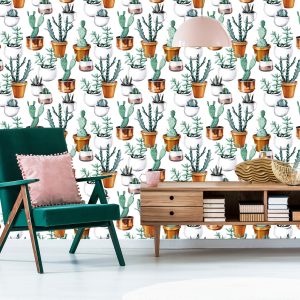 Papier Peint Cactus Peints En Pots – Image 6