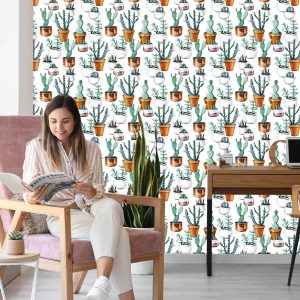 Papier Peint Cactus Peints En Pots – Image 7