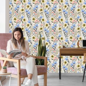 Papier Peint Fleurs Sauvages Dans Un Style Vintage – Image 7