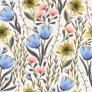 Papier Peint Fleurs Sauvages Dans Un Style Vintage – Image 1