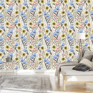 Papier Peint Fleurs Sauvages Dans Un Style Vintage – Image 3