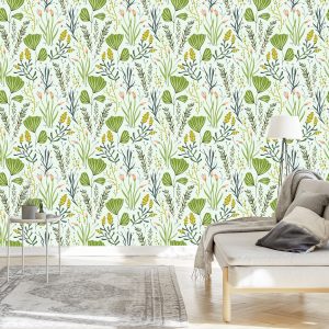 Papier Peint Herbes Des Champs Avec Des Fleurs – Image 3