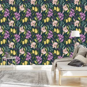 Papier Peint Fleurs Avec Fruits – Image 3