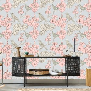 Papier Peint Oiseaux Avec Des Fleurs – Image 5