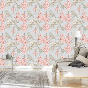 Papier Peint Oiseaux Avec Des Fleurs – Image 3