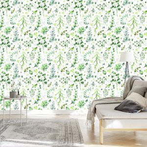 Papier Peint Feuilles Et Fleurs Sauvages – Image 3