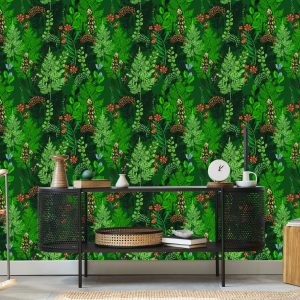 Papier Peint Fougère Forestière Avec Des Fleurs – Image 5
