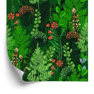 Papier Peint Fougère Forestière Avec Des Fleurs – Image 2