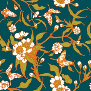Papier Peint Papillons Avec Des Fleurs – Image 1