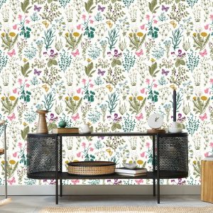 Papier Peint Fleurs Sauvages Avec Des Papillons – Image 5
