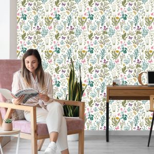 Papier Peint Fleurs Sauvages Avec Des Papillons – Image 7