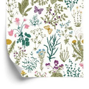 Papier Peint Fleurs Sauvages Avec Des Papillons – Image 2