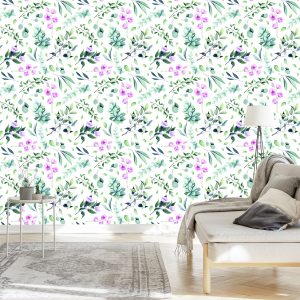 Papier Peint Brindilles Avec Des Fleurs – Image 3