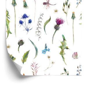 Papier Peint Herbes Des Champs Avec Des Papillons – Image 2