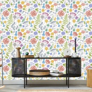 Papier Peint Fleurs Des Champs Avec Fougère – Image 5