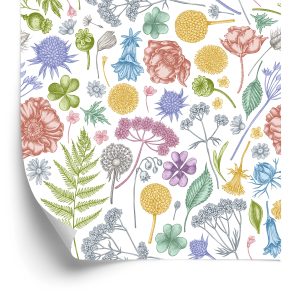 Papier Peint Fleurs Des Champs Avec Fougère – Image 2
