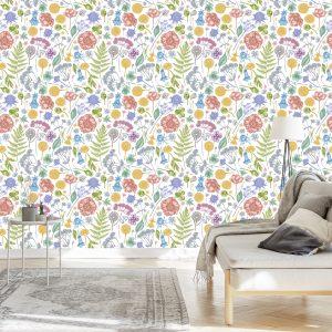 Papier Peint Fleurs Des Champs Avec Fougère – Image 3