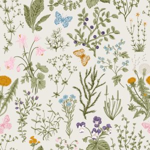 Papier Peint Fleurs Sauvages Aux Baies – Image 1