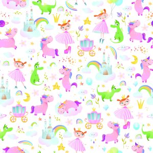 Papier Peint Pour Les Enfants - Princesses, Licornes Et Dragons – Image 1