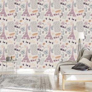 Papier Peint Tour Eiffel Avec Des Fleurs – Image 3