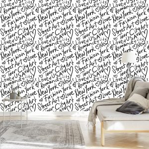Papier Peint Typographie New-Yorkaise En Noir Et Blanc – Image 3