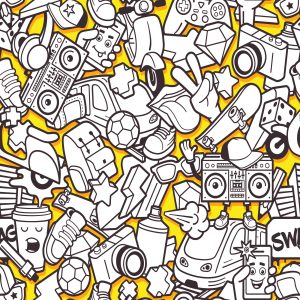 Papier Peint Jeunesse Ville Vie Urbaine Graffiti Musique – Image 1