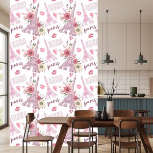 Papier Peint Tour Eiffel Avec Des Fleurs Et Des Coeurs – Image 4