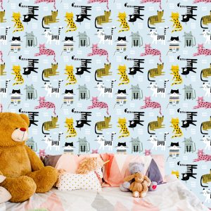 Papier Peint Pour Les Enfants - Chats Colorés - Style Scandinave – Image 6