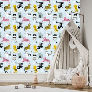 Papier Peint Pour Les Enfants - Chats Colorés - Style Scandinave – Image 3
