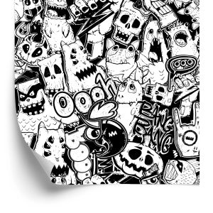 Papier Peint Monstres Noirs Et Blancs – Image 2