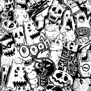 Papier Peint Monstres Noirs Et Blancs – Image 1