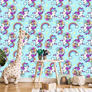 Papier Peint Pour Les Enfants - Belles Licornes Colorées – Image 5