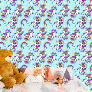 Papier Peint Pour Les Enfants - Belles Licornes Colorées – Image 6