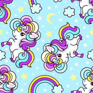 Papier Peint Pour Les Enfants - Belles Licornes Colorées – Image 1