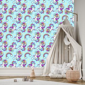 Papier Peint Pour Les Enfants - Belles Licornes Colorées – Image 3