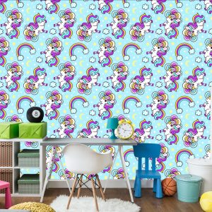 Papier Peint Pour Les Enfants - Belles Licornes Colorées – Image 4