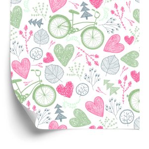 Papier Peint Forêt Dessinée Avec Des Vélos – Image 2