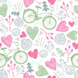 Papier Peint Forêt Dessinée Avec Des Vélos – Image 1