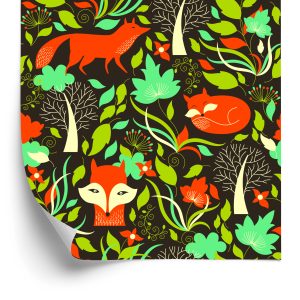 Papier Peint Renards Peints Dans La Forêt – Image 2
