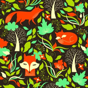 Papier Peint Renards Peints Dans La Forêt – Image 1